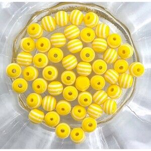 50pcs Beads for Jewelry #21752 Yellow Acrylic Striped Beads - 6 set left